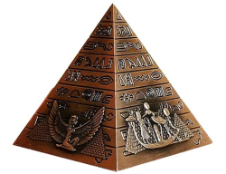 Egyptská kovová pyramida cca 10cm bronz