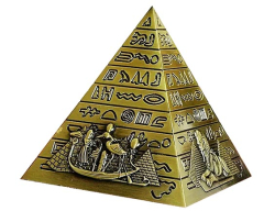 Egyptská kovová pyramida cca 10cm zlatá